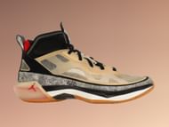 The Jordan 37 Pale Vanilla/ Black/ University Red (Image via Stock X)